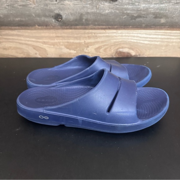 OOFOS OOAH Men's 11 Women’s 13 Navy Slide Sandal Comfort Slip-On Recovery Shoes - Picture 4 of 9